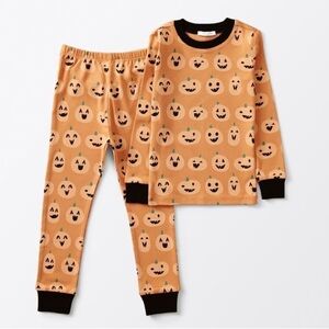 pottery barn kids organic orange pumpkin pajamas